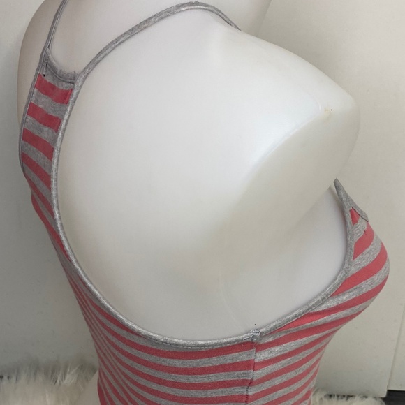 Grey and Light Pink Striped Crop top With Spaghetti Straps - Picture 5 of 8